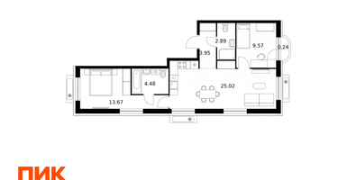 2-к. квартира, 59&nbsp;м²