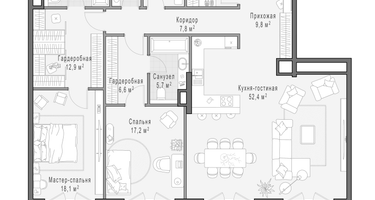 3-к. квартира, 149 м²