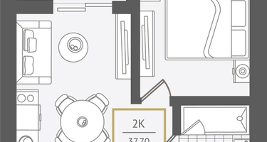 2-к. квартира, 38&nbsp;м²