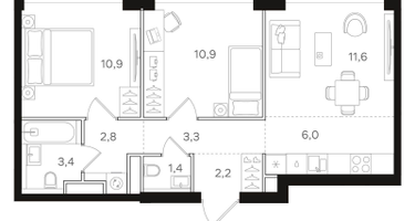 2-к. квартира, 52 м²