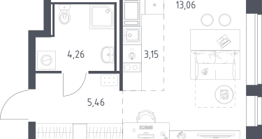 Студия, 25&nbsp;м²