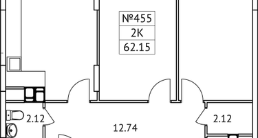 2-к. квартира, 62&nbsp;м²