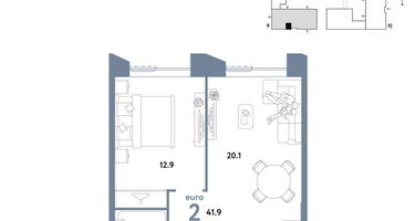 2-к. квартира, 41 м²