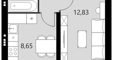1-к. квартира, 29&nbsp;м²