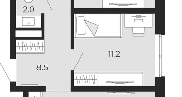 2-к. квартира, 53&nbsp;м²