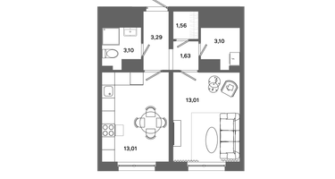 1-к. квартира, 38&nbsp;м²