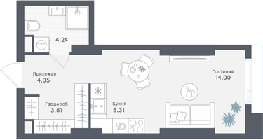 Студия, 31&nbsp;м²