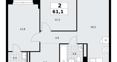 2-к. квартира, 61&nbsp;м²