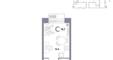 1-к. квартира, 18 м²