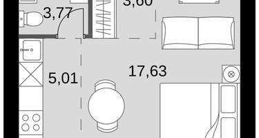 1-к. квартира, 30 м²