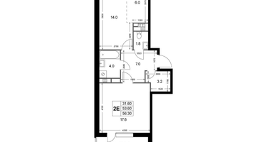 2-к. квартира, 53 м²