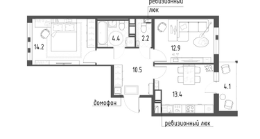 2-к. квартира, 59&nbsp;м²
