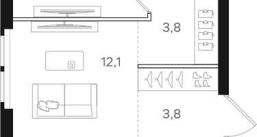 1-к. квартира, 44&nbsp;м²