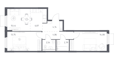 Студия, 59&nbsp;м²