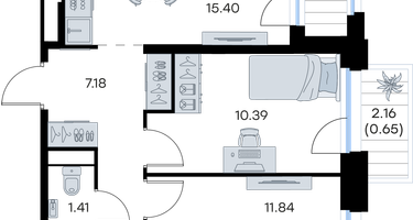 2-к. квартира, 52 м²