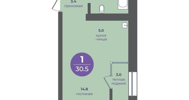 1-к. квартира, 30 м²