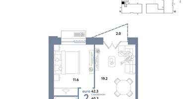 2-к. квартира, 42 м²