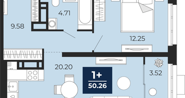 1-к. квартира, 46&nbsp;м²