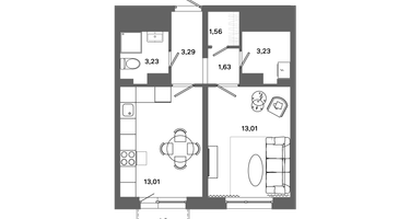1-к. квартира, 38&nbsp;м²