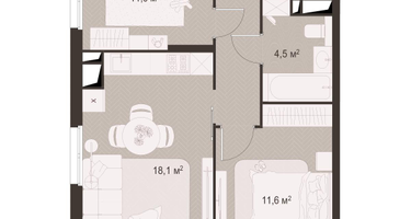 2-к. квартира, 53&nbsp;м²