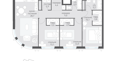 3-к. квартира, 105&nbsp;м²