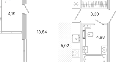 Студия, 28 м²