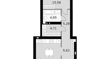 1-к. квартира, 58&nbsp;м²