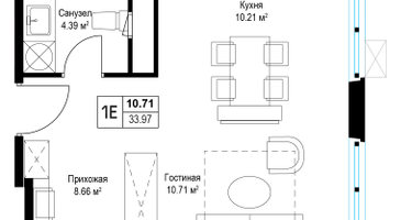 1-к. квартира, 33&nbsp;м²