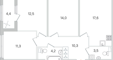 3-комнатная квартира, 75&nbsp;м²