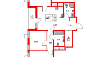 3-к. квартира, 76&nbsp;м²