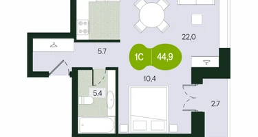 Студия, 44&nbsp;м²