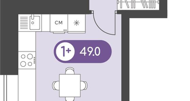 1-к. квартира, 49 м²