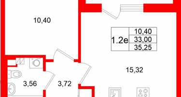 1-к. квартира, 33&nbsp;м²