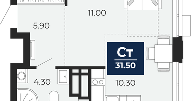 Студия, 31 м²