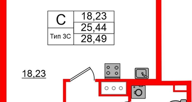 Студия, 25 м²