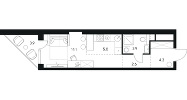 Студия, 33&nbsp;м²