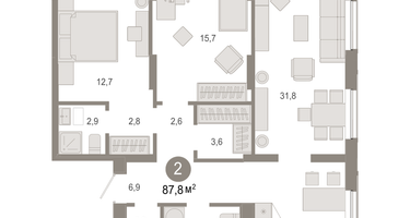 2-к. квартира, 87&nbsp;м²