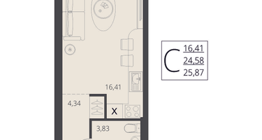 Студия, 25&nbsp;м²
