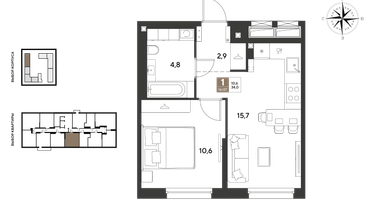 1-к. квартира, 34 м²