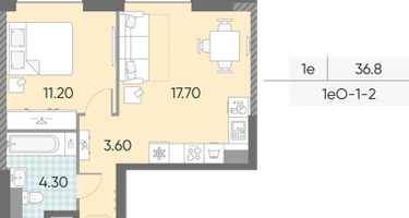 Студия, 36 м²