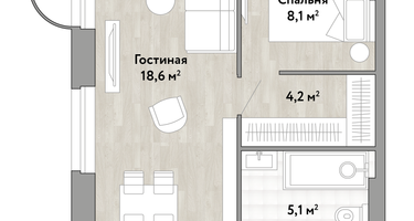 1-к. квартира, 47&nbsp;м²