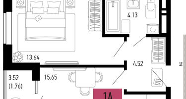 1-к. квартира, 39&nbsp;м²