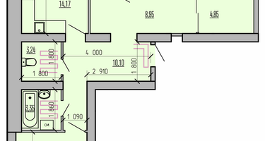 3-к. квартира, 94&nbsp;м²