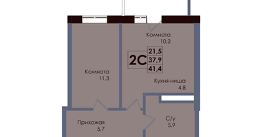 Студия, 38 м²