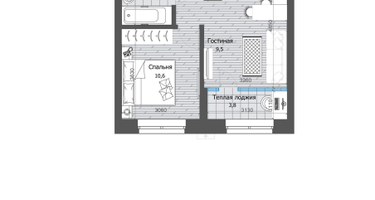 1-к. квартира, 36&nbsp;м²