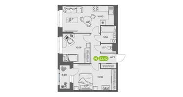 Студия, 52&nbsp;м²
