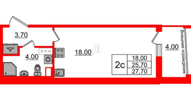 Студия, 25 м²