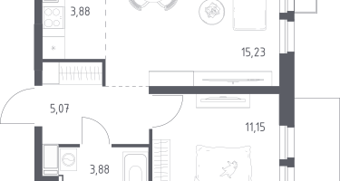 Студия, 39&nbsp;м²