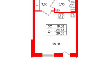Студия, 24 м²