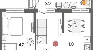 2-к. квартира, 56&nbsp;м²